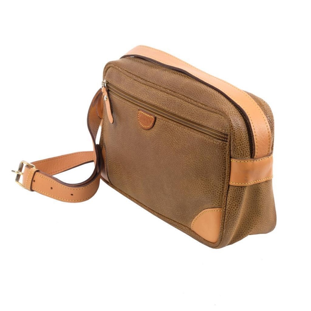 BRIC'S Crossbody Purse Handbag Leather Brown Grainy Camera Style Made in ITALY - Picture 2 of 7
